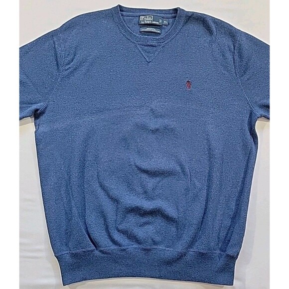 Polo Ralph Lauren Sweater 100% Cotton Blue Men's Size XL Red Pony 90s Crewneck - Picture 4 of 13
